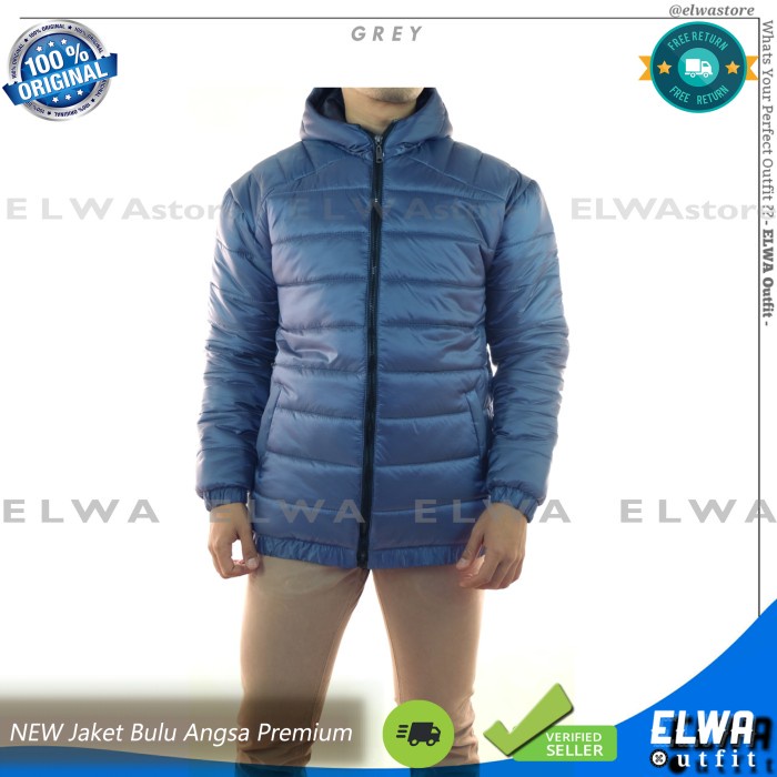 NEW Jaket Bulu Angsa Pria Jaket Motor Winter Jacket Premium Tebal - GREY(F6D6) Jaket Pria Parasut Ja