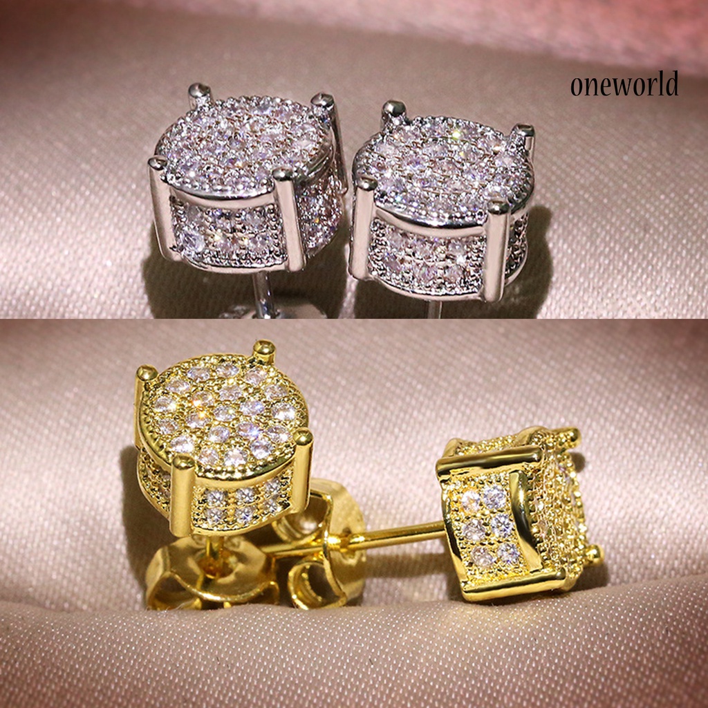 OW# Stud Earrings Glossy All-match Eye-catching Four Claws Earring Ear Studs for Daily Wear