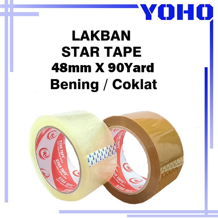 STAR TAPE - Lakban 2 inch / 48mm x 90y Bening / Coklat-1pcs