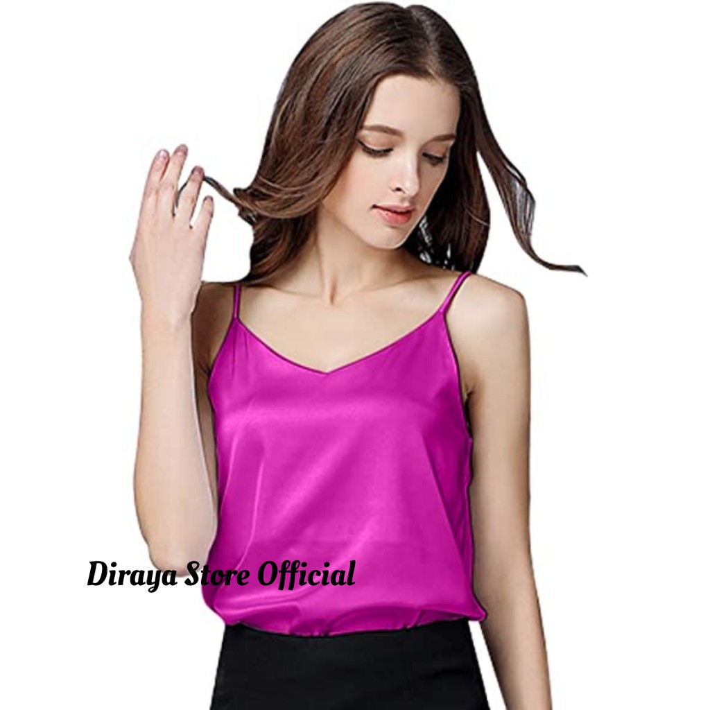 Diraya Tank Top Basic Korean Style Bahan Satin Premium 9 Warna-PINK FANTA