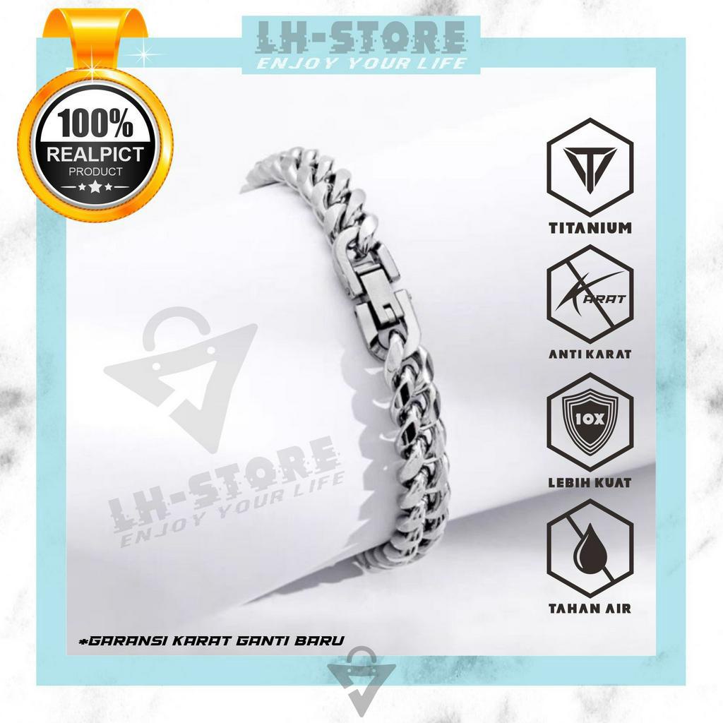 GELANG RANTAI BAJA TITANIUM STAINLESS STEEL KUALITAS TERJAMIN REAL  ANTI KARAT
