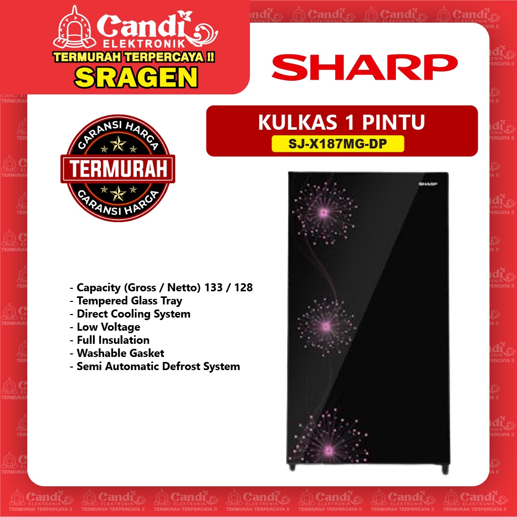 SHARP Kulkas 1 Pintu SJ-X187MG-DP