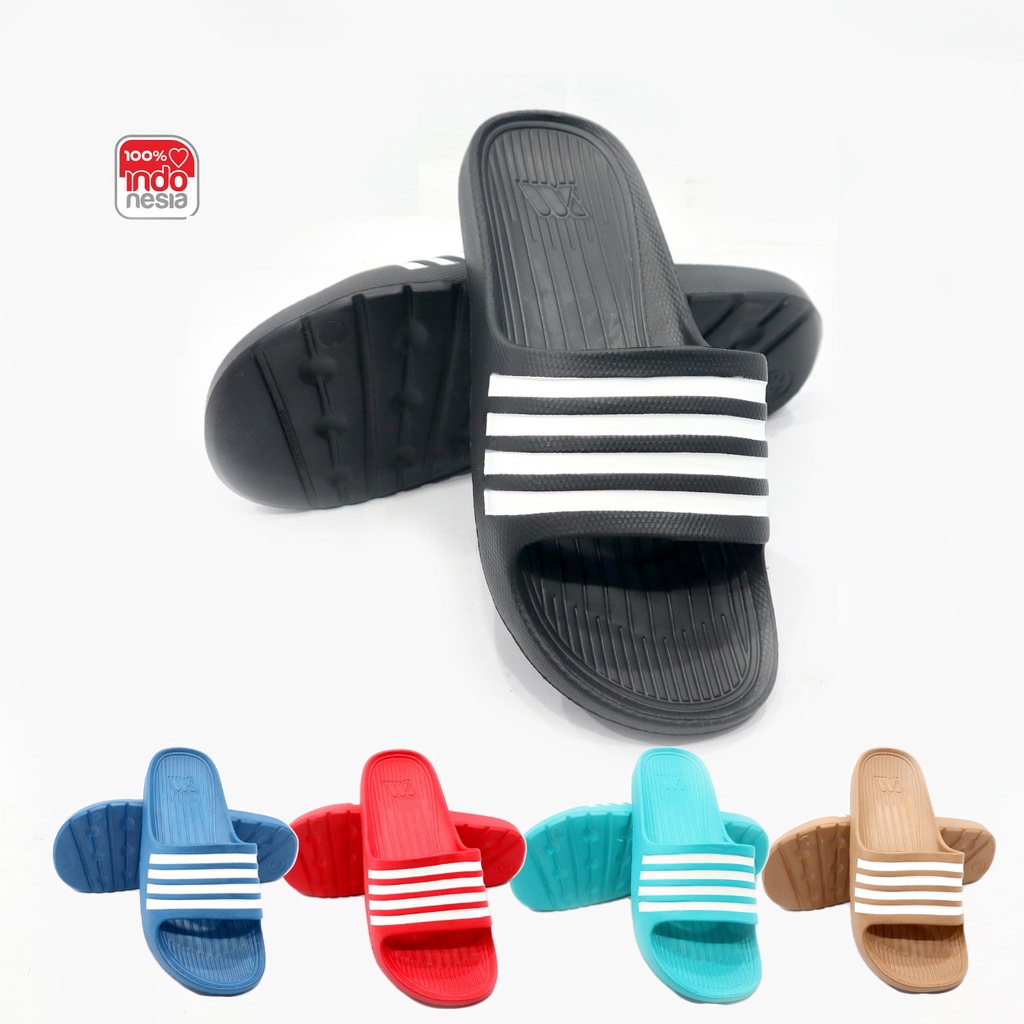 SANDAL COWOK 32-43 SLOP RANDOM MOTIF GARIS - SANDAL COWOK