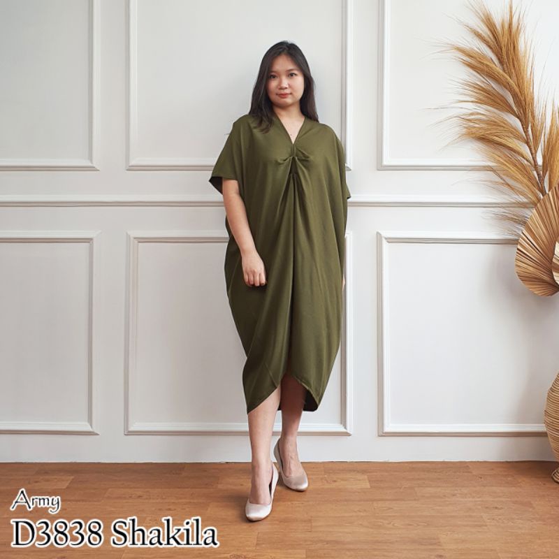 D3838 Kaftan Dress Polos Lengan Pendek