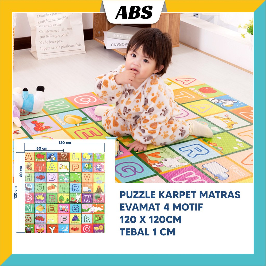 (ABS) PUZZLE KARPET MATRAS EVAFOAM 4 MOTIF 120 X 120CM 1 LEMBAR KARPET