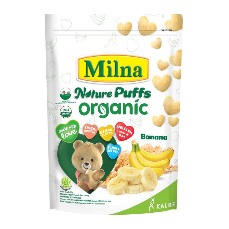 Milna Nature Puff Organic 15 G / Milna Puff 15 G Makanan Biskuit Cemilan Snack Bayi