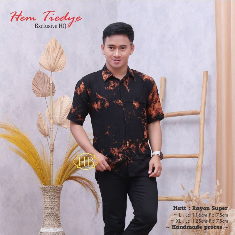 [BISA COD] Kemeja Tie Dye Lengan Pendek Rayon Super Adem