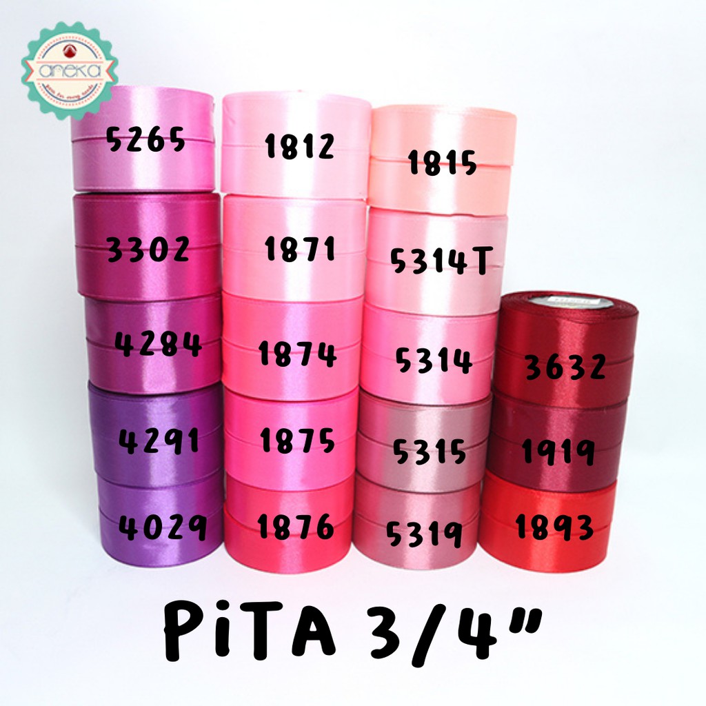 Pita Satin / Satin Silk Ribbon 3/4&quot; - 0.75&quot; - 2 cm - PER GULUNG (25yard/roll) Part 2