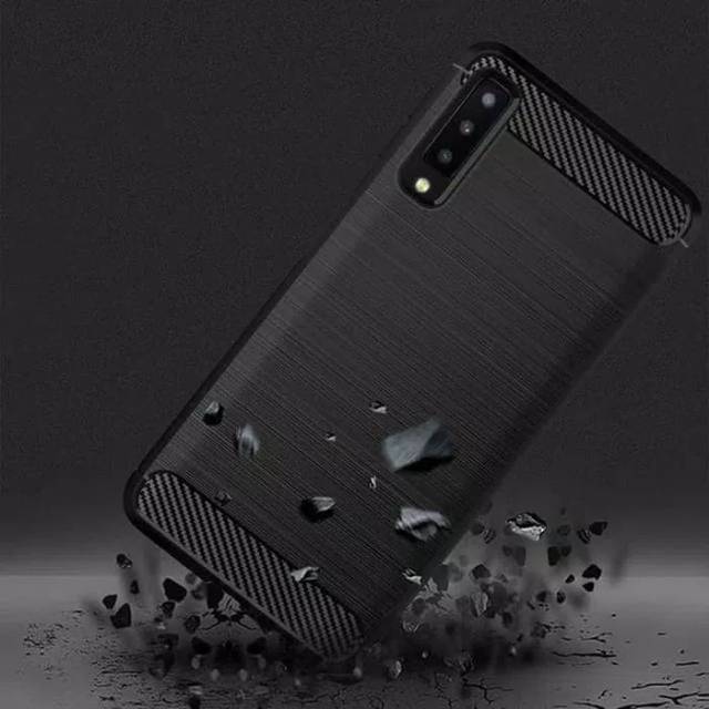 Silicon carbon fiber Samsung a7 2018 3 camera soft case cover casing