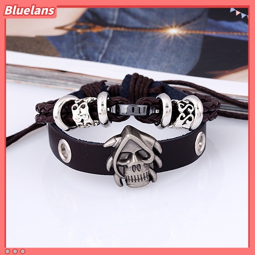 Gelang Multilayer Bahan Kulit Imitasi Handmade Gaya Punk Untuk Pria Dan Wanita