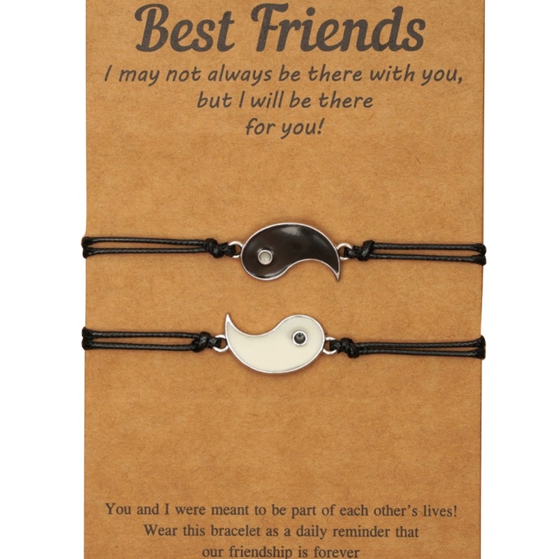 Set Gelang Tenunan Tangan Desain Yin Yang Untuk Anak Perempuan