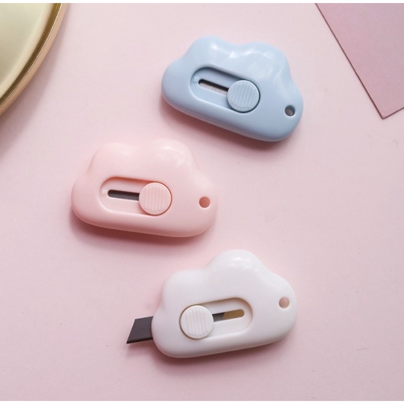 

❤️SP❤️ With box Cutter mini bentuk awan portable pastel color / pisau pemotong kertas mini