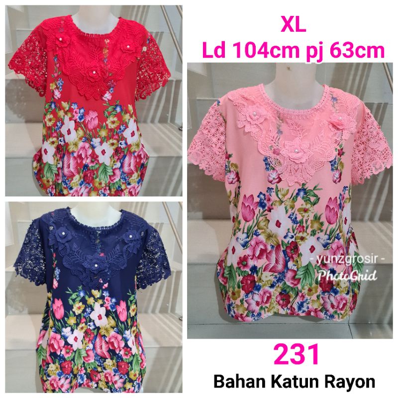 Blouse Brukat Bunga Renda Combi Brukat Impor XL-2XL-5