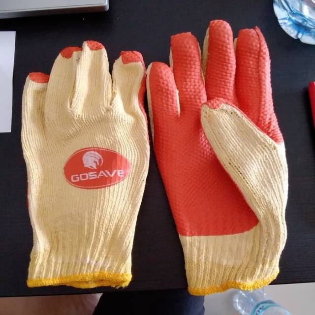 Sarung Tangan Kombinasi Katun Karet Latex Heavy Duty Grip Anti Selip