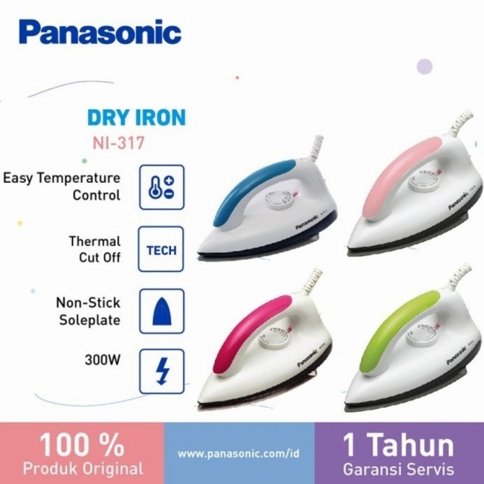 Panasonic Dry Iron Setrika NI317 300 Watt NI317ASR NI317TVSR NI317ASR