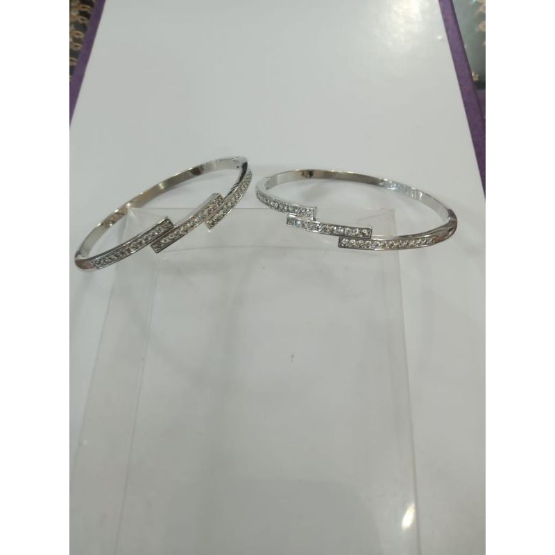 gelang tangan titanium silver zigzag harga satuan