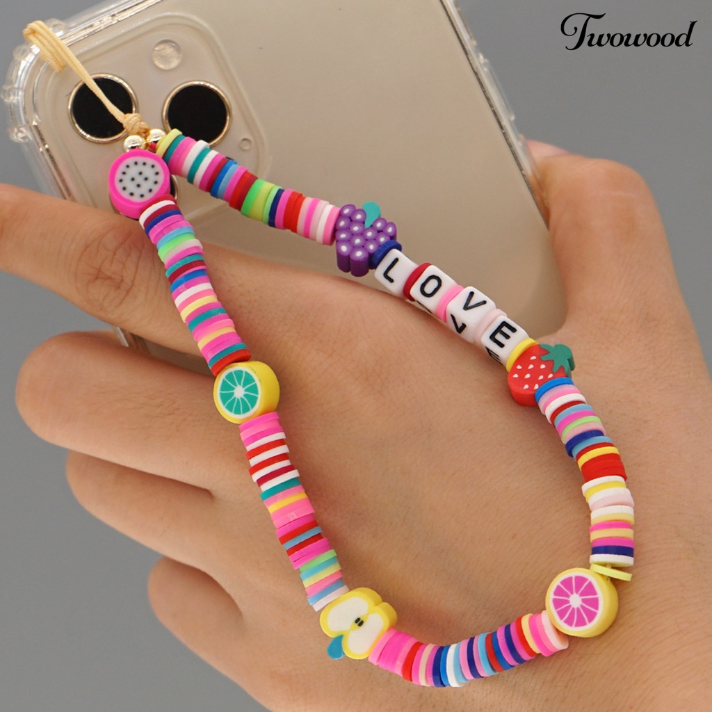 Twowood Tali Lanyard Handphone Bahan Polymer Clay Warna-Warni