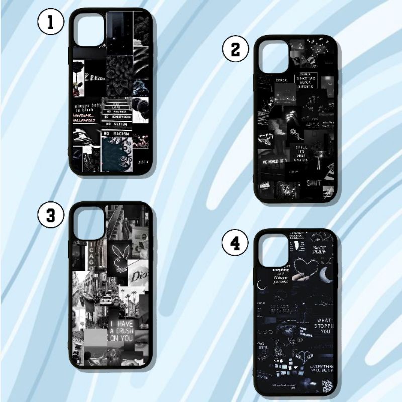 G28 Hardcase 2d Glossy & Softcase 2d Black Aesthetic Glossy Untuk Semua Type Handphone
