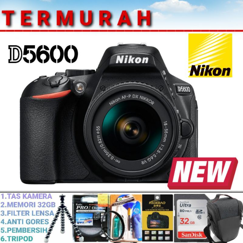 DSLR NIKON D5600 WIFI + KIT 18-55MM VR (PRODUK ORIGINAL) BERGARANSI 1 TAHUN DAN BARU ( D5500 D5300 )