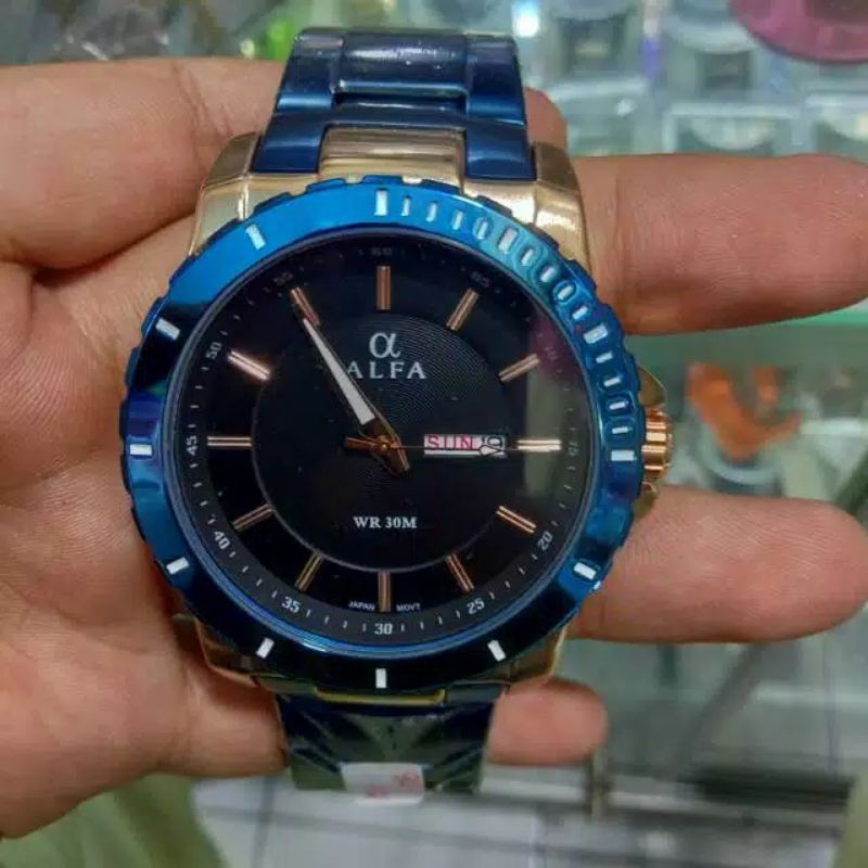 JAM ALFA BIRU METALICK BRAND ORIJINAL TAHAN AIR 10M