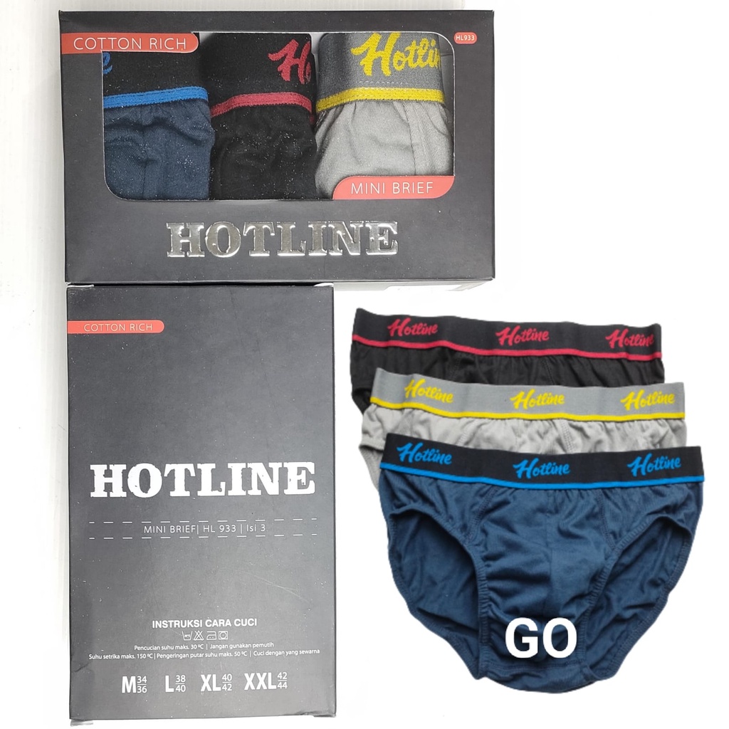 gof NEW ARRIVAL HL933 CELANA DALAM PRIA HotLine By RIDER 1 Pack Isi 3 PCS Pakaian Dalam Cowok Underwear 100% Original