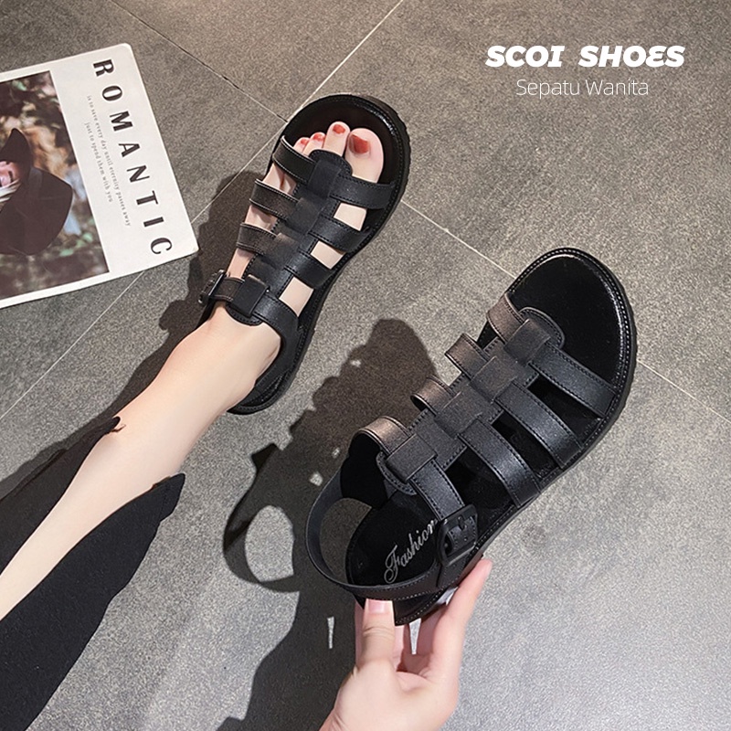 Sandal Wanita Korea Fashion Wanita Import Nyaman Olahraga Luar Ruangan Impor Sepatu Datar Bahan Non-Slip