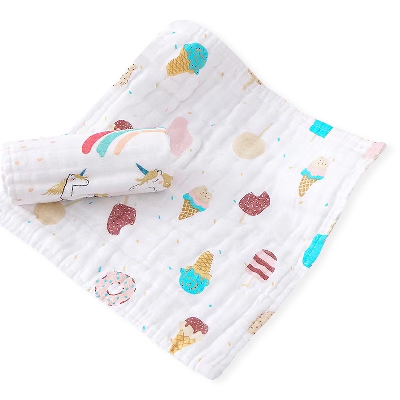 Leleoncare Sapu Tangan Bayi Muslin Salur Waslap Bayi Lembut Halus Washcloth Lap Handuk iler Liur Bayi