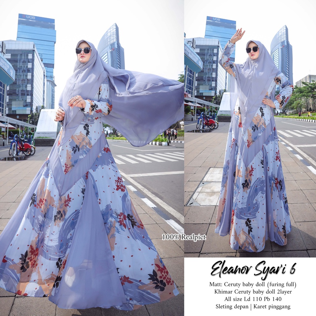 Zahira1808 Eleanor 6 Syari Ibu Busui Dress Hijab Muslimah Atasan Terlaris Gamis Syari Ori Best Seller-Eleanor 6 Abu