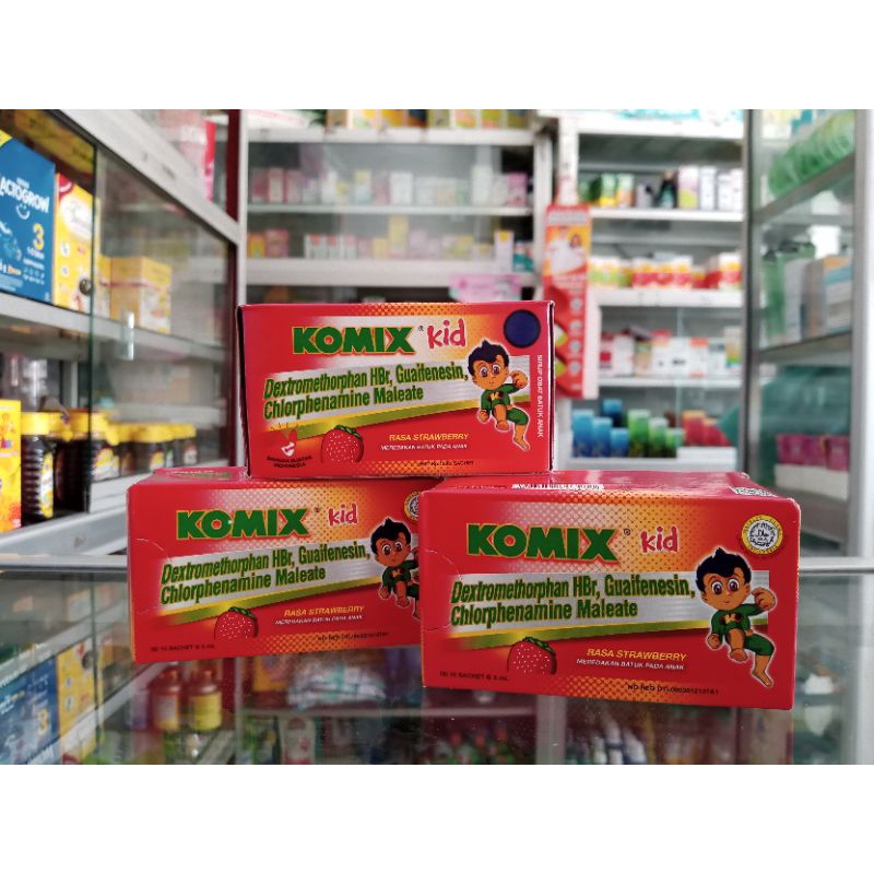 KOMIX KID STRAWBERRY @10 SACHET | Meredakan Batuk Pada Anak