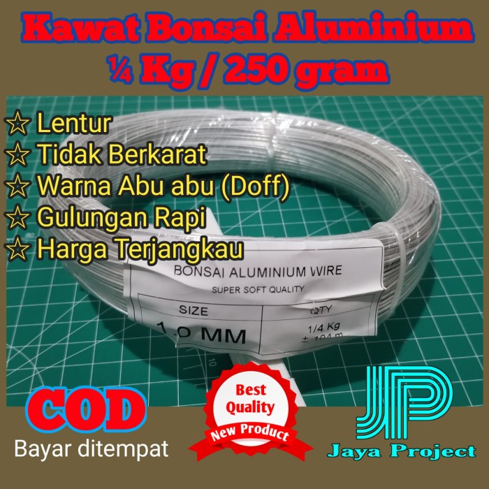 Kawat Bonsai Aluminium ABU-ABU DOFF Roll 1/4 KG 250 gram ukuran 0,8 mm s.d 6mm