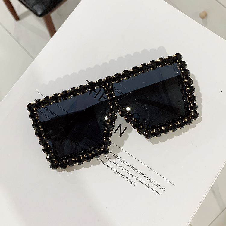 【COD Bayar di tempat】Kacamata Wanita Kacamata Frame Besar Kacamata Hitam fashion Bingkai Berlian