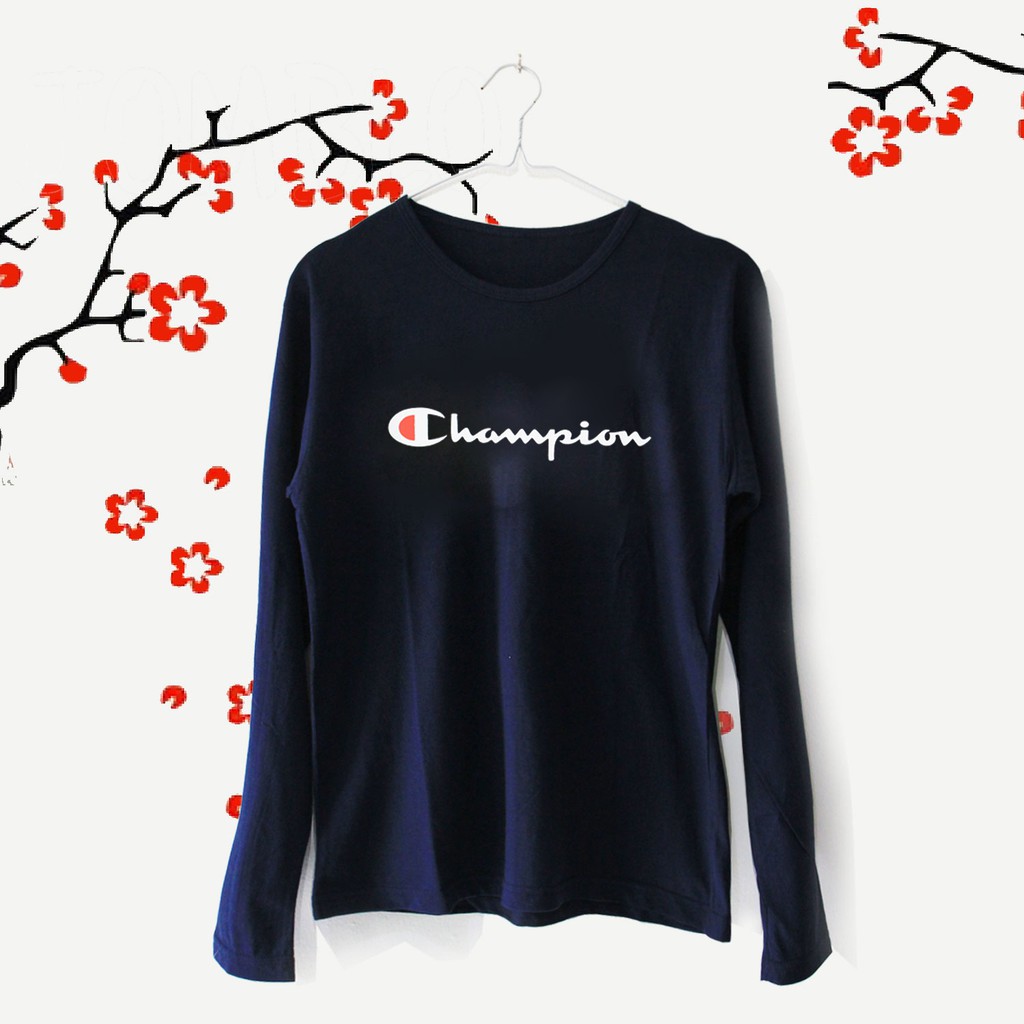 T Shirt Tumblr Tee Kaos  Wanita  Lengan Panjang Champion  