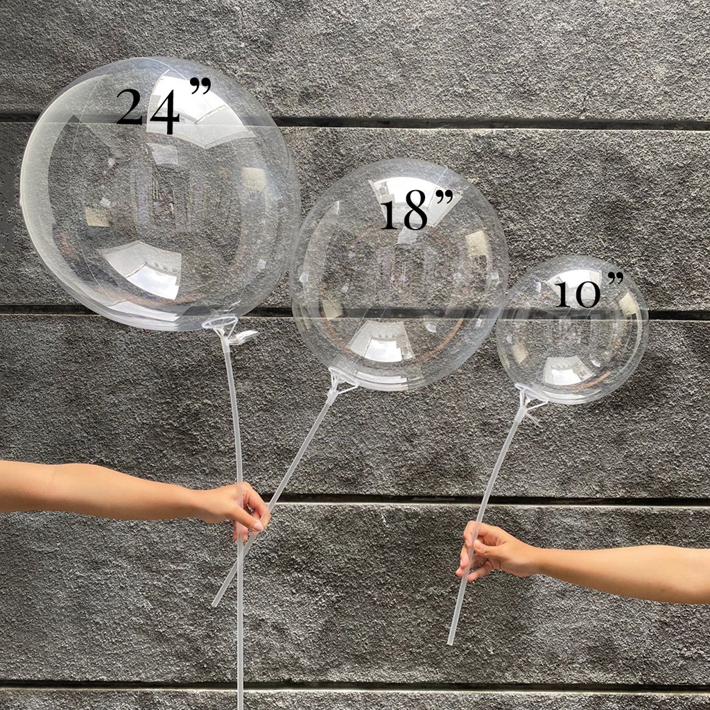 Buket Bunga Balon Pvc Transparan Bobo 10 Inch