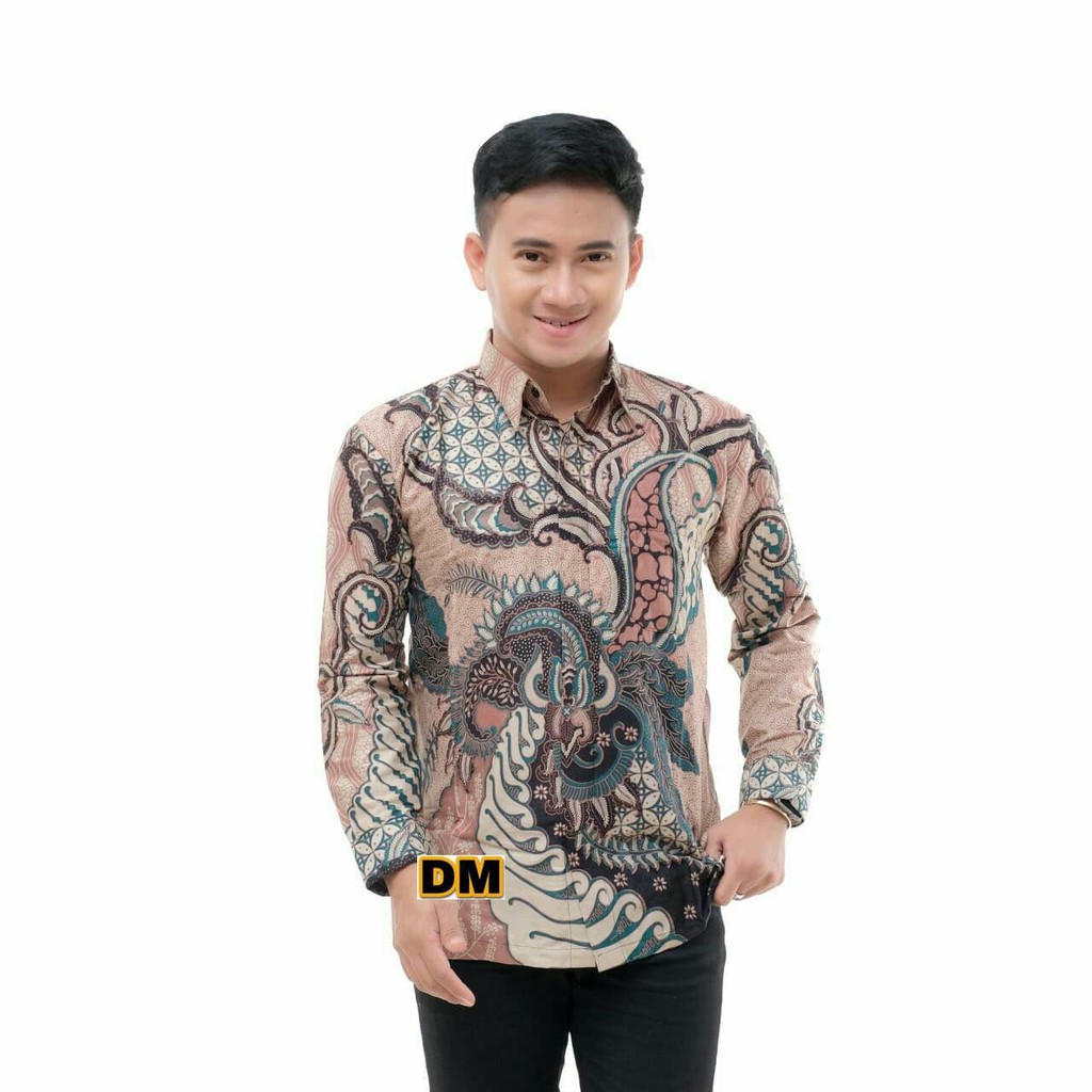 Kemeja Batik Hem Pria Atasan Formal Baju Kerja Motif Unik Lengan Panjang Seragam Kuliah Kantor MTD 3