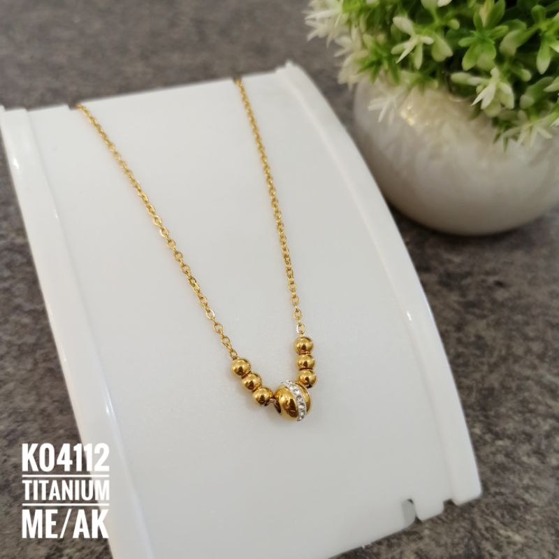 Kalung Titanium Bola Gold Zircon K04112