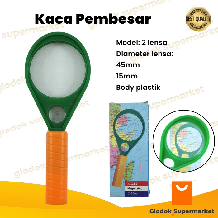 Kaca Pembesar 2 Lensa Magnifying Glass 50mm