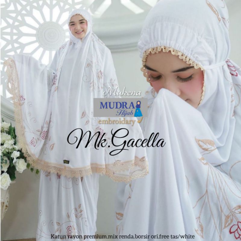 Mukena Gracella by mudra hijab / Mukena jumbo / Mukena bordir / Mukena bahan rayon adem / mukena al 