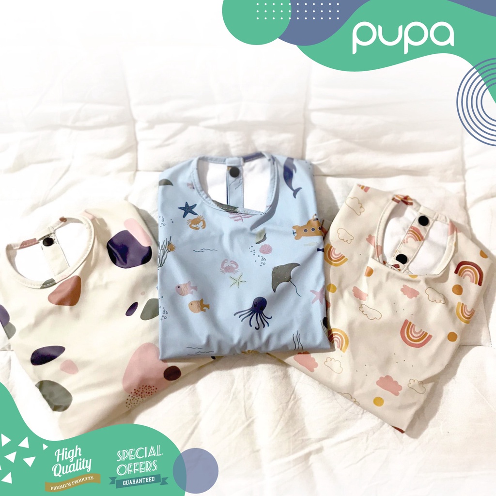 Celemek Bayi Lengan Panjang Anti Air / Baby Waterproof Long Sleeve BIB PUPA