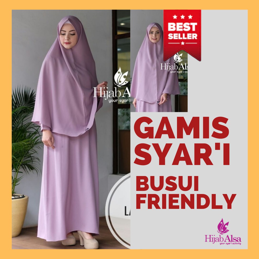 Hijab Alsa | Gamis Syari | Busui Friendly | Mafaza Khimar Anita | Muslimah Akhwat Wanita Lavender