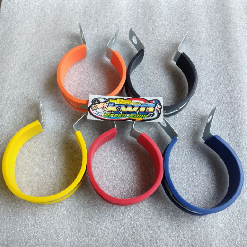 Klem knalpot racing warna 2t 2 tak ukuran 2,5inch 7cm braket bracket gantungan tebal