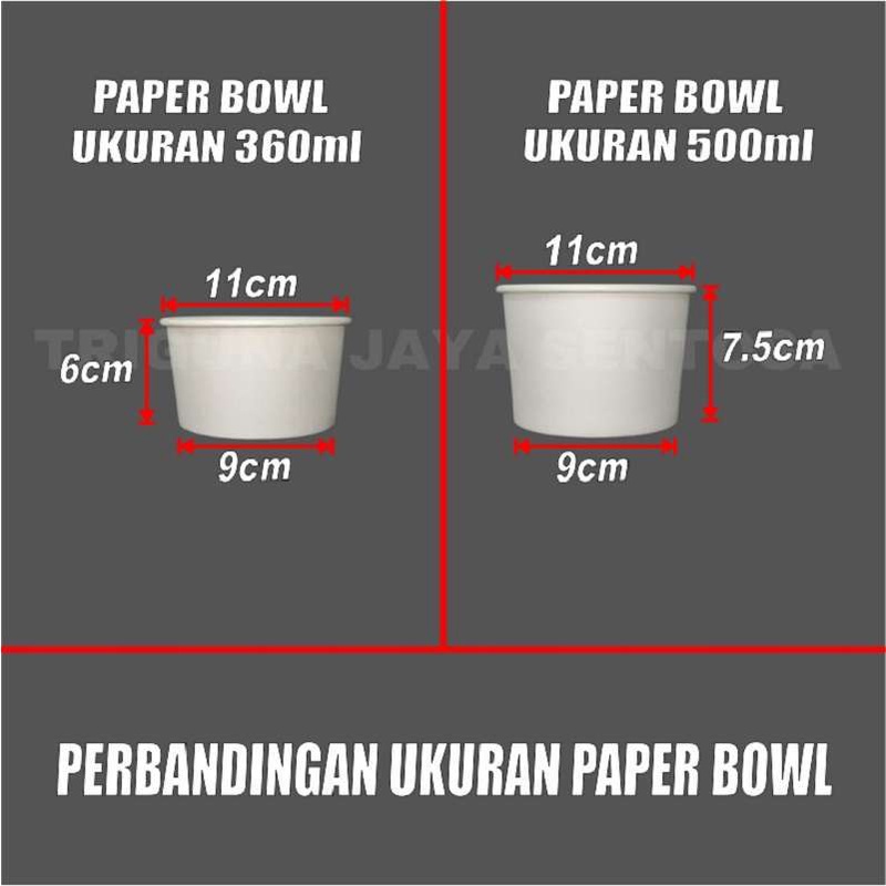 Paper Bowl 360ml Tebal Per Dus Mangkuk Tahan Microwave Mangkok Kertas Tahan Panas Semua Jasa Kirim