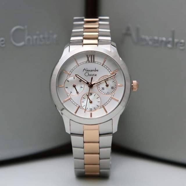 Jam Tangan Wanita Alexandre Christie AC 2815 Silver Rosegold Original Garansi Resmi 1 Tahun