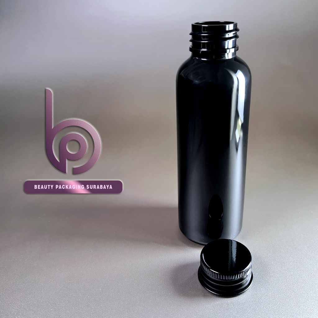 Botol Plastik PET 100ml BR Hitam Tutup Ulir