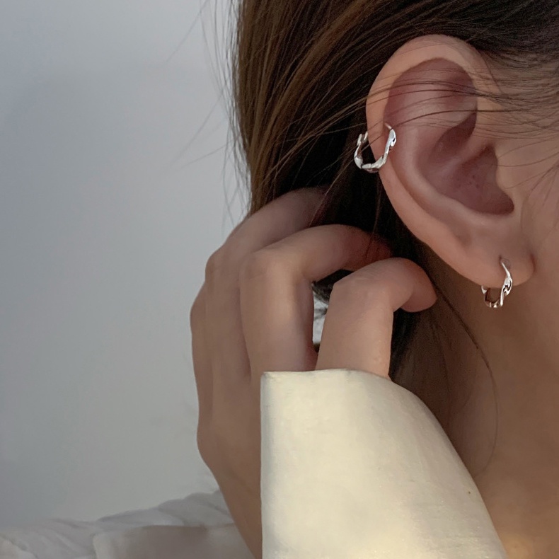 Roselife 1 Pasang Anting Bulat Silver S925 Model Twist Gaya Klasik Untuk Wanita