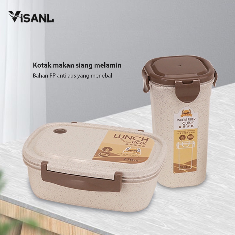 Lunch Box + Cangkir Sup  / Kotak makan Free Sendok/Anti Bocor/Mangkuk sup Portable Set