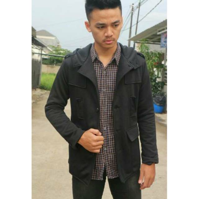 Blazer Hoodie WinterYoung - Blazer Korea Pria Hoodie Hitam - Blazer Kuliah