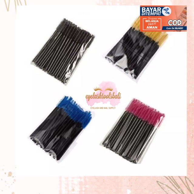 MASCARA WANDS 1PACK ISI 50PCS SPOOLIE SISIR BULU MATA EYELASH EXTENSION 1PACK 50pcs