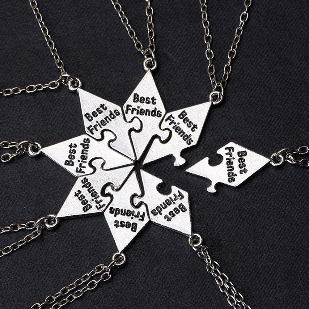 Top 8Pcs/Set Perhiasan Kalung Best Friend Liontin Bintang Choker Puzzle Piece