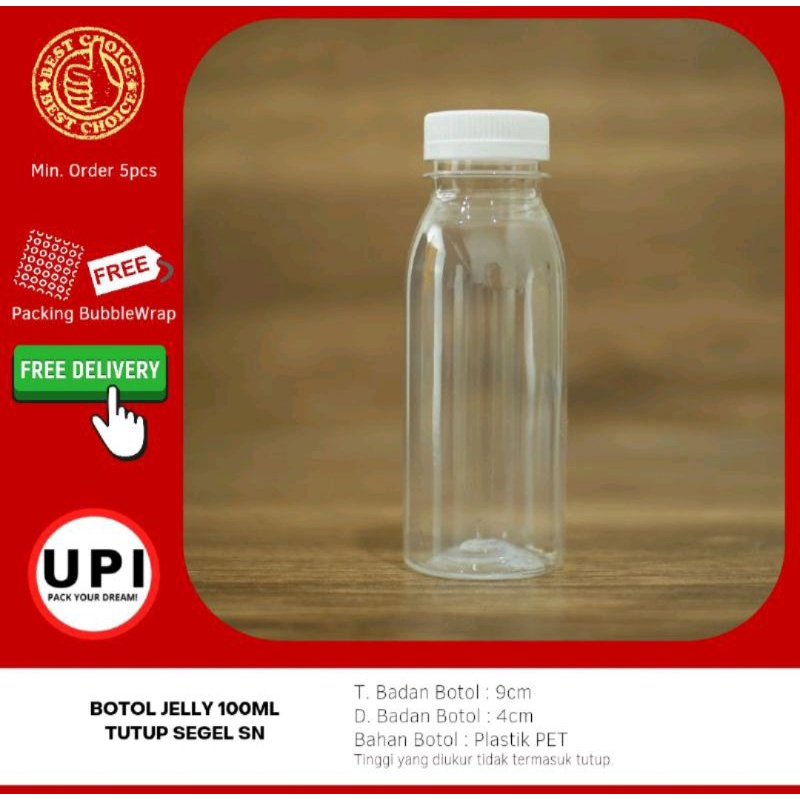 BOTOL JELLY 100mL + TUTUP SEGEL HITAM/PUTIH / BOTOL PLASTIK