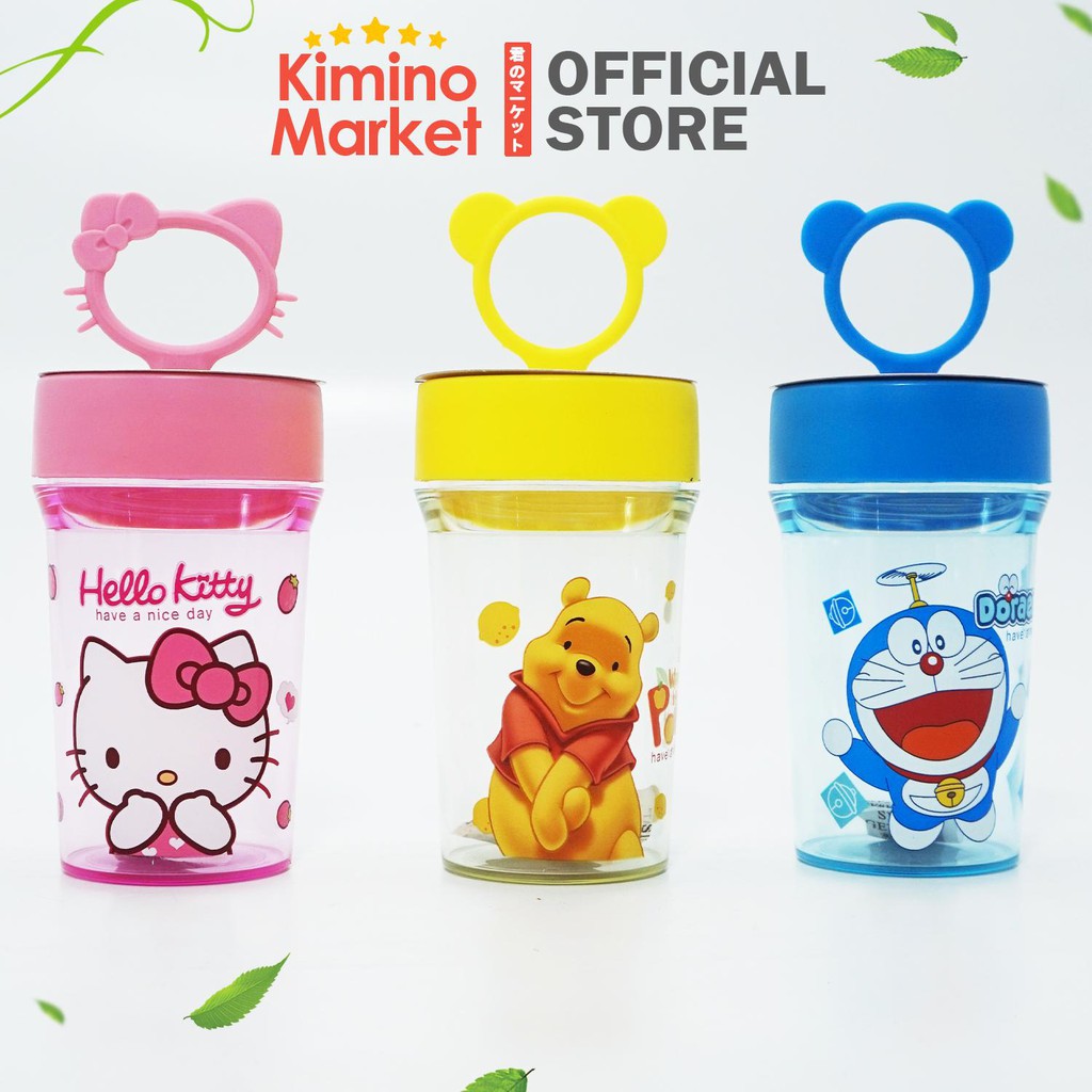 Botol Minum Plastik Doraemon Pooh Hello Kitty Water Bottle Botol Air Lucu untuk Anak Portable Cute